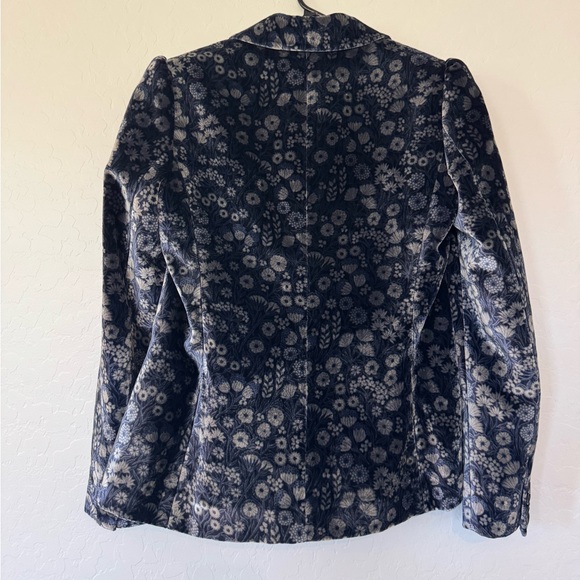 Rebecca Taylor - Blue & White Floral Velvet Double Breasted Blazer size 6 - Picture 7 of 10
